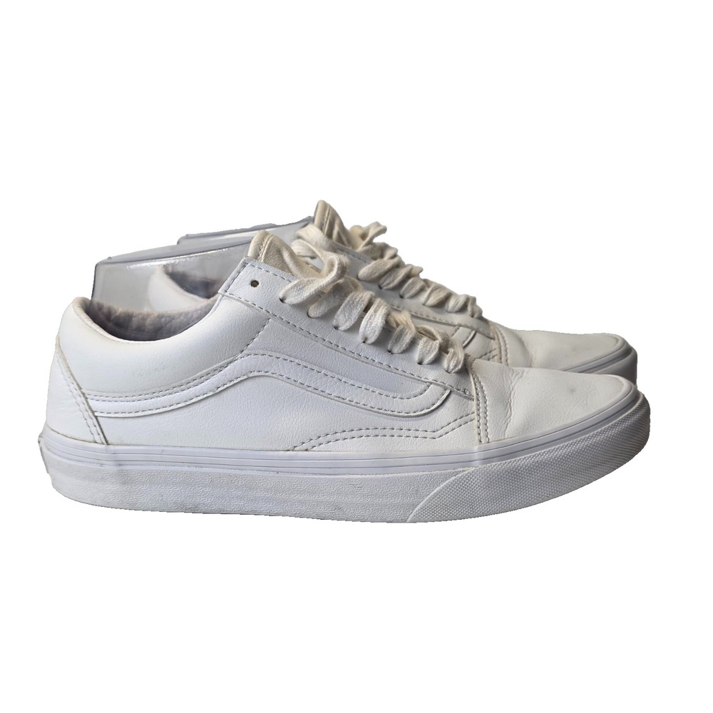 Vans‎ Old Skool Men's Sneakers Size 6.5 Women's Size 8 White Leather Skate Shoes